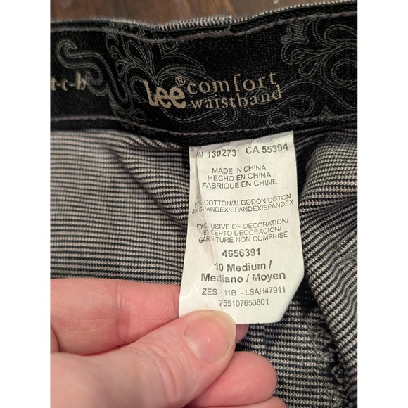 Lee Pants Womens 10 Gray Dress Trouser Comfort Waist Stretch Micro Check Office - Picture 5 of 11